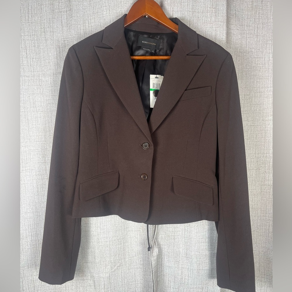 BCBGMaxAzria Nessa Brown Blazer Size Large Cinch Waist Blazer Jacket NWT